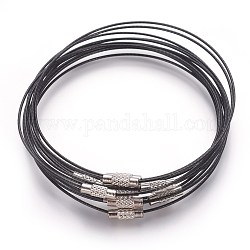 Steel Wire Bracelet Making, with Alloy Clasp, Black, Size: about 1mm thick, 62mm inner diameter