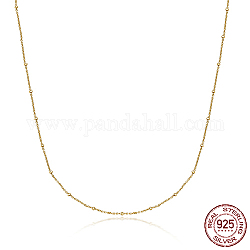925 collares de cadenas satélite de plata de ley., real 18k chapado en oro, 15.75 pulgada (40 cm)