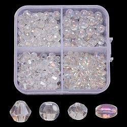 4 style galvanoplastie perles de verre, formes mixtes, clair ab, 6x5mm, Trou: 1mm, 365 pcs / boîte