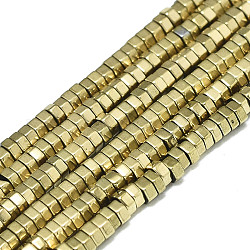 Electroplate non magnetici ematite sintetico fili di perline, esagono, vero placcato oro 18k, 2x2x1mm, Foro: 0.5 mm, circa 190pcs/filo, 15.75 pollice (40 cm)