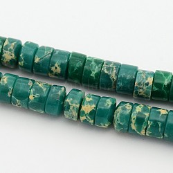 Synthetic Imperial Jasper Beads Strands, Dyed, Heishi Beads, Flat Round/Disc, Teal, 12x3mm, Hole: 1mm, about 126pcs/strand, 14.9 inch