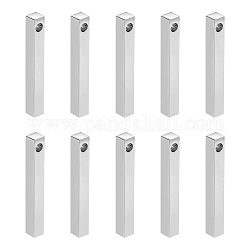 Unicraftale 304 Stainless Steel Polished Pendant, Bar, Stainless Steel Color, 40x4.5x5mm, Hole: 4mm, 10pcs/box