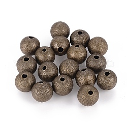 Messing strukturierte Perlen, Nickelfrei, Runde, Antik Bronze, Größe: ca. 10mm Durchmesser, Bohrung: 1.8 mm
