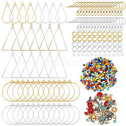 GOMAKERER DIY Earring Making Kit, Including Fishtail & Star & Heart & Moon & Cat Alloy Enamel Pendants, Seed Beads, Brass Hoop Earring Findings, Mixed Color, 1684Pcs/box