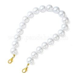 Bretelles de sac à main perlées rondes en plastique ABS imitation perle, avec alliage homard fermoirs pince, couleur de coquillage, 35x1.6 cm