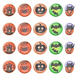 20Pcs 5 Styles Epoxy Resin Pendants, for Halloween, Flat Round, Dark Orange, 35~38x1.4~2mm, Hole: 2mm, 4pcs/style