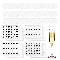 Olycraft Blank Paper Wine Glass Tags, Drink Blank Markers for Party Favor, with 4 Styles Paper Self Adhesive Cartoon Stickers, Hexagon, 4.3x5x0.03cm, 200pcs