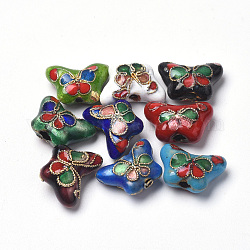 Handmade Cloisonne Perlen, Blume, Mischfarbe, 15x10~11x6~7 mm, Bohrung: 1.5 mm