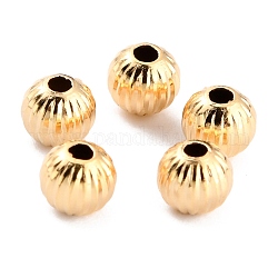 Perle di ottone placcato di lunga durata, perline ondulate, tondo, vero placcato oro 24k, 5x4.5mm, Foro: 1.5 mm