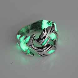 Кольцо-манжета с драконом из люминесцентного сплава, светящееся в темноте массивное кольцо для мужчин и женщин, античное серебро, размер США 10 (19.8 мм)