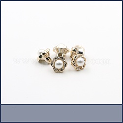 Boutons en plastique, 1-trou, boutons de perles d'imitation, fleur, blanc, 11mm, Trou: 3x3mm