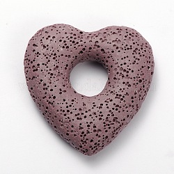 Synthetic Lava Rock Big Heart Pendants, Dyed, Rosy Brown, 53x50x11mm, Hole: 14mm