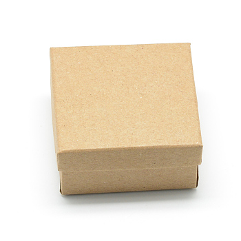 Scatole di cartone per gioielli in carta, Per l'anello, con spugna nera all'interno, quadrato, tan, 7x7x3.5cm