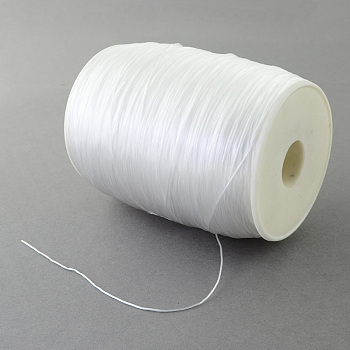 Cuerda de cristal elástica plana, Hilo de cuentas elástico, para hacer la pulsera elástica, blanco, 1mm, alrededor de 765.52~874.89 yarda (700~800 m) / rollo