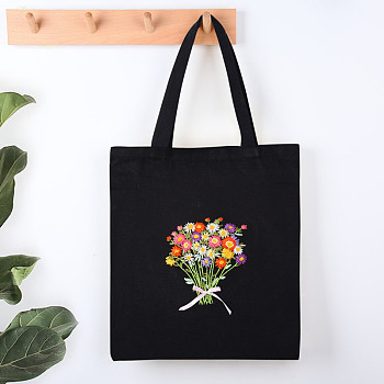 DIY Bohemian Style Canvas Tote Bag Embroidery Starter Kits BOHO-PW0001-072F-02
