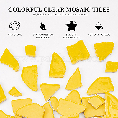 Wholesale PandaHall Yellow Mosaic Tiles for Crafts Bulk Irregular