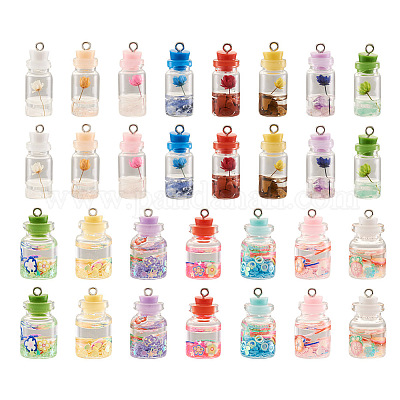  Cheriswelry 56pcs Glass Bottle Pendants Resin Polymer