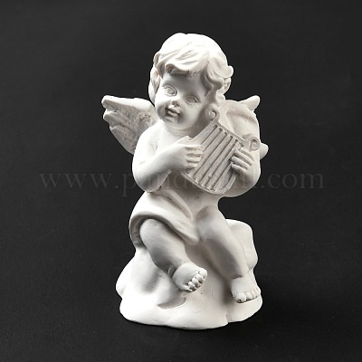 樹脂模造石膏彫刻 置物 ホームディスプレイ装飾 ハープを持つ天使 ホワイト 38.5x33.5x61.5mmの通販 -  PandaHall（パンダホール）