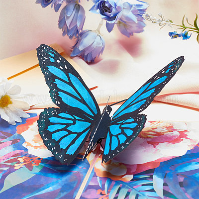 Papillon Pop Up Carte, Papillon 3D Carte , Bleu Morpho Papillon