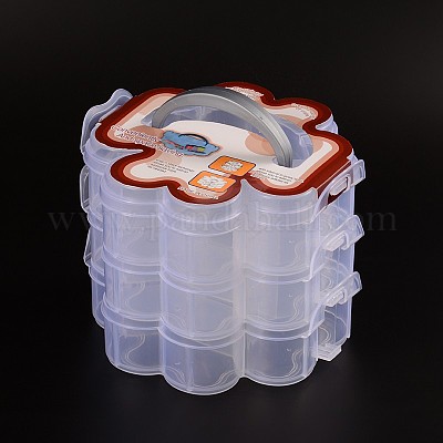 Wholesale 3 Layers Total of 14 Compartments Flower Shaped Plastic Bead Storage  Containers 