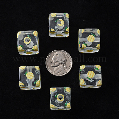 Abalorios de acrílico transparente impreso&nbsp;MACR-S374-08A-01-1