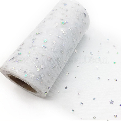 Polyester Glitter Tulle Glitter White