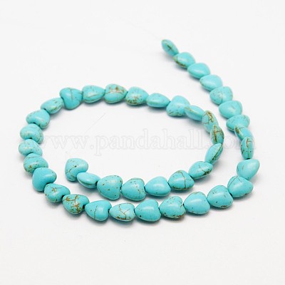 Perles coeur turquoise synthétique brins&nbsp;TURQ-I019-12mm-08-1