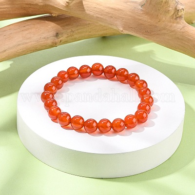 Pulseras elásticas con cuentas de cornalina natural teñida&nbsp;B072-4-1