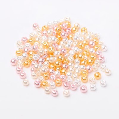 Wholesale PandaHall about 400pcs 4mm Mixed Color Round Glass Pearl