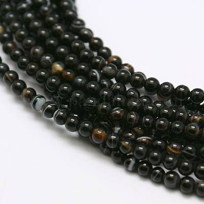 Agata nera naturale fili di perle&nbsp;G-A130-3mm-K01-1