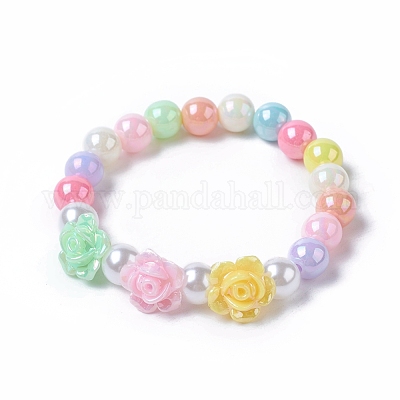 Anthony Handmade Acrylic Beaded Expandable 6 Bracelet with Silver Spacer  Beads for Kids 4-8 Years