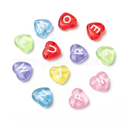 Cheap Transparent Acrylic Heart Horizontal Hole Letter Beads