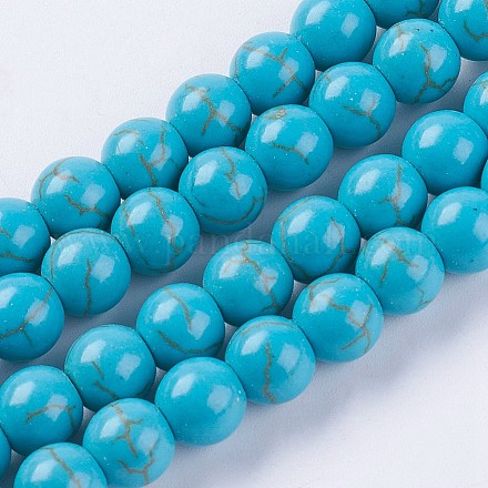Synthetic Turquoise Beads Strands G-E456-45A-8mm-1