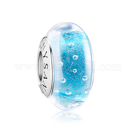 Tinysand rhodié 925 perle d'amour en cristal bleu ciel avec bulles TS-C-250-1