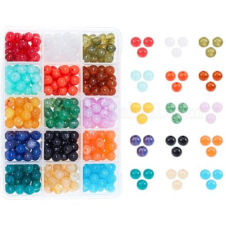 Pandahall Elite 450 Stück runde Imitation Edelstein Acryl Perlen für Schmuck Handwerk machen OACR-PH0001-02-1
