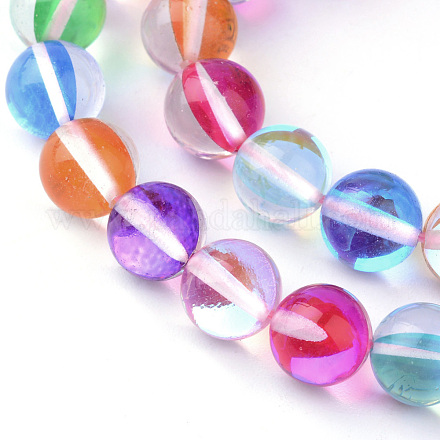 Chapelets de perles en pierre de lune synthétique G-R375-8mm-B08-1
