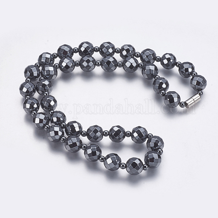Colliers de perles en hématite synthétique sans magnétiques NJEW-K096-10B-1