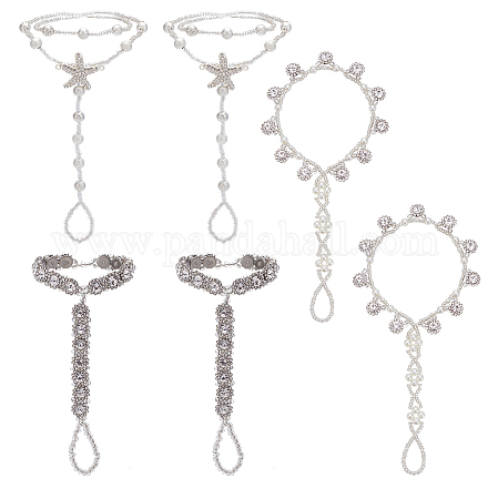 Anattasoul 6 pièces 3 style résine transparente et plastique abs fleur et étoile de mer anneau d'orteil ensemble de bracelets de cheville AJEW-AN0001-02-1