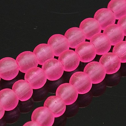 Frosted Glass Bead Strands GGB4MMY-DK37-1