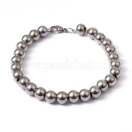 Bracelets de chaîne à billes en 304 acier inoxydable BJEW-L575-02-1