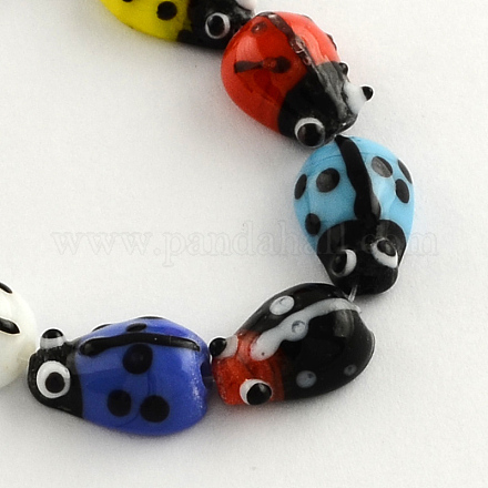 Ladybug Handmade Lampwork Beads Strands LAMP-R004-04-1