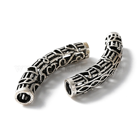In lega di stile tibetano perline tubo curvo FIND-TAC0014-36AS-1