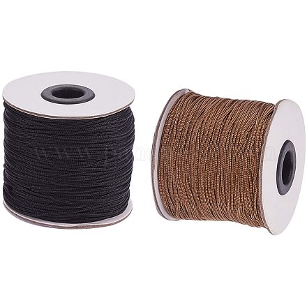 JEWELEADER About 200 Yard Rattail Nylon Cord 1.5mm Black Camel Chinese Knotting Cord Braided Macrame Thread Beading String for DIY Jewellery Making Kumihimo Friendship Bracelets NWIR-PH0001-05-1