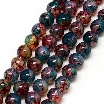 Chapelets de perles en verre peint DGLA-Q023-6mm-DB60-1