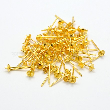 Eco-Friendly Brass Stud Earring Findings KK-M163-03G-NR-1