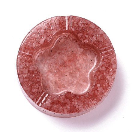 Пепельница из смолы с камнями из натуральной крошки розового кварца DJEW-F015-05F-1
