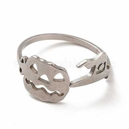 304 anillo de dedo de bruja y calabazas huecas de acero inoxidable para halloween RJEW-K239-11P-1