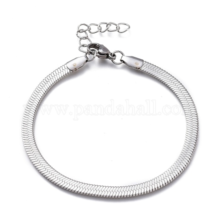 Unisex 304 Stainless Steel Herringbone Chain Bracelets BJEW-O177-01A-P-1