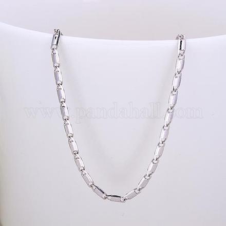 Feine Halsketten aus platinierter Zinnlegierung mit Stabgliederketten NJEW-BB10193-18-1