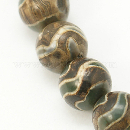 Perline dzi con motivo a onde in stile tibetano TDZI-D005-8mm-06-1